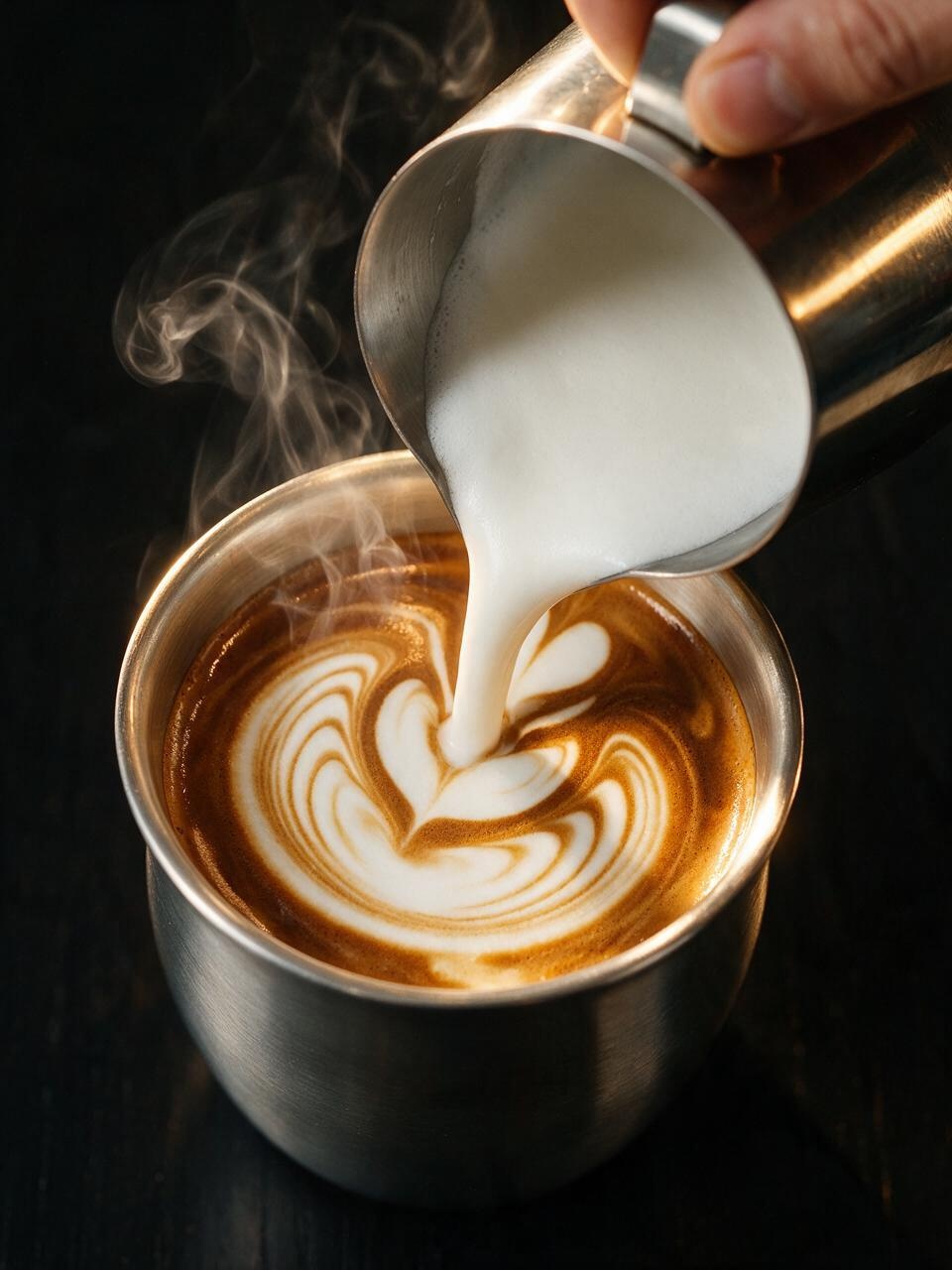 Latte art rosetta from above
